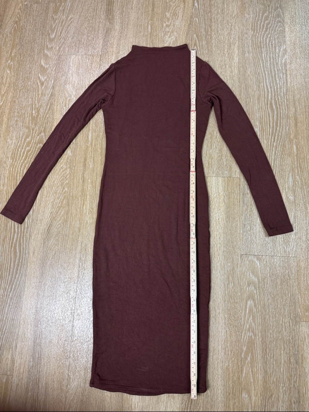 Naked Wardrobe Mock Neck Chocolate Brown Long sleeve Midi Dress size XS - Picture 3 of 5